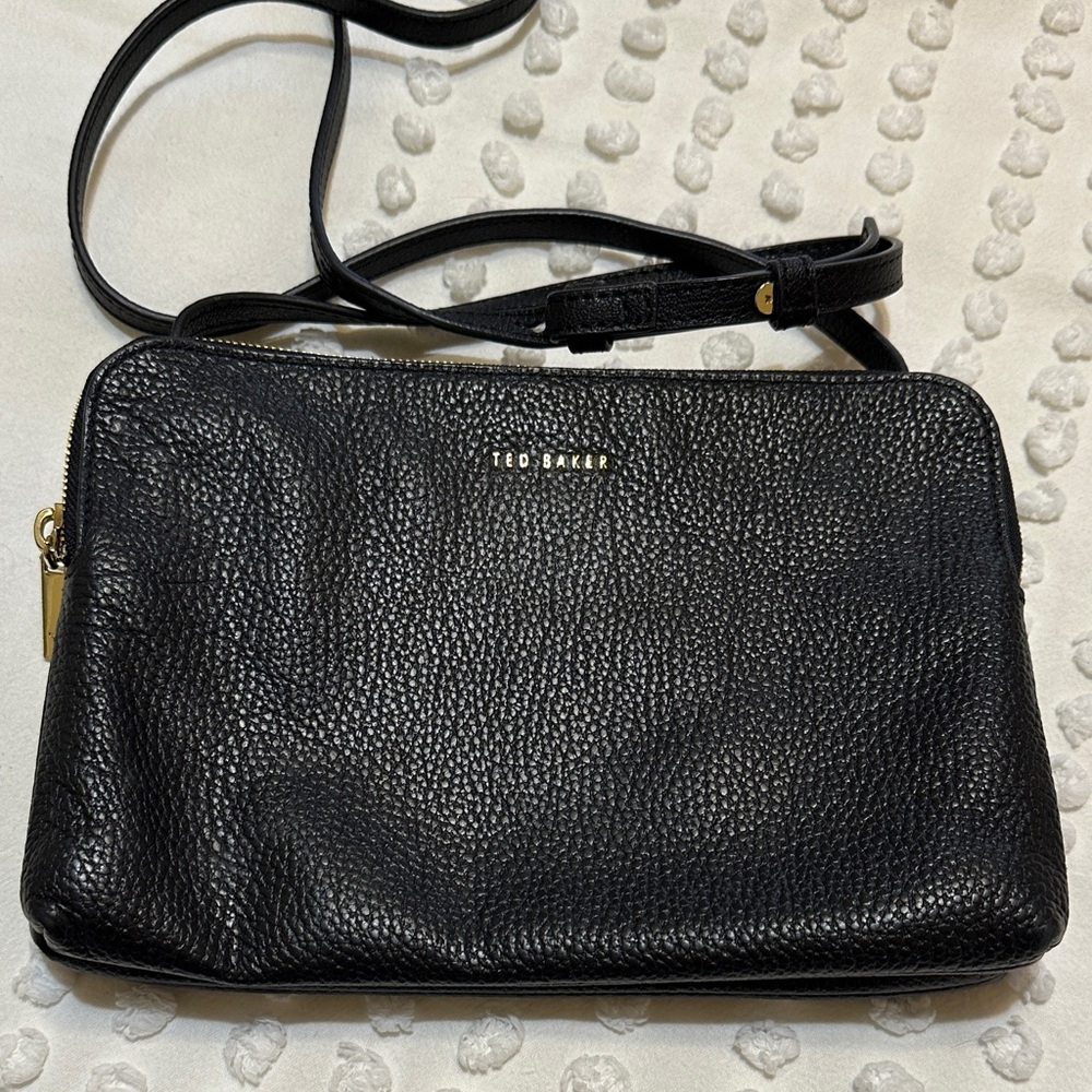 Ted Baker Pebbled Black Leather Shoulder Bag